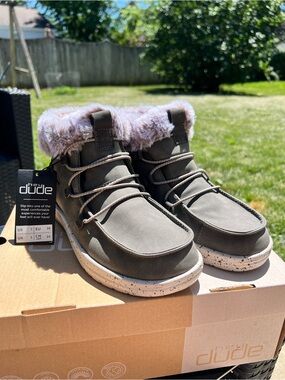 Hey Dude Gray Fur Ankle Shoes US 7